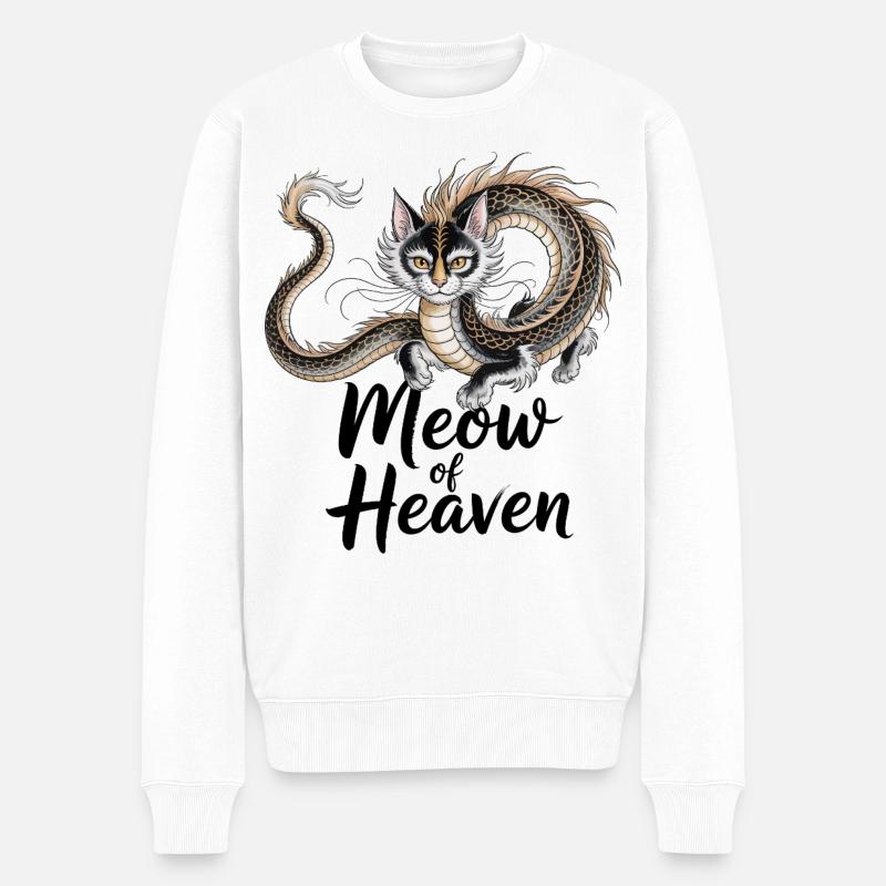 Drachenkatze - Männer Premium Bio Pullover - Weiß