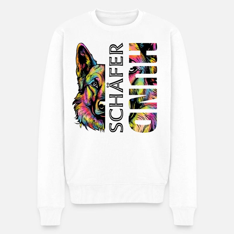 Farverig schæferhund - Økologisk premium-sweatshirt til mænd - hvid