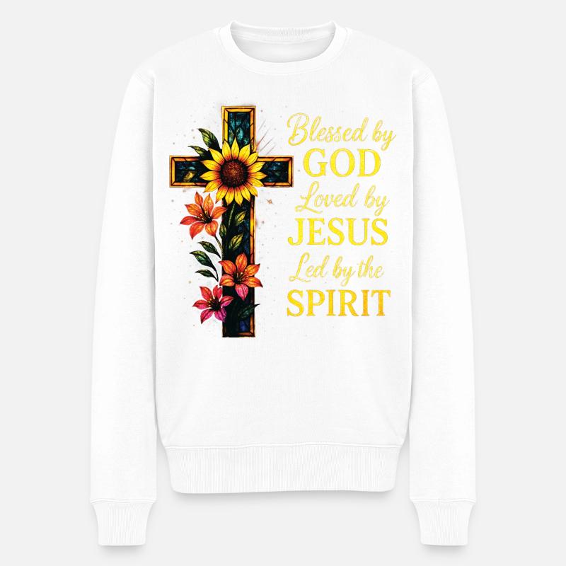 Aimé Par Jésus Chrétien Croix - Pull Premium bio Homme - blanc