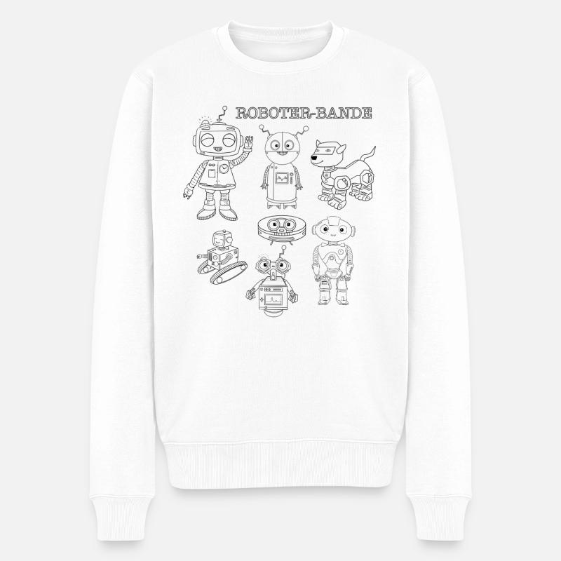Mehr Roboter, mehr Spaß - Männer Premium Bio Pullover - Weiß