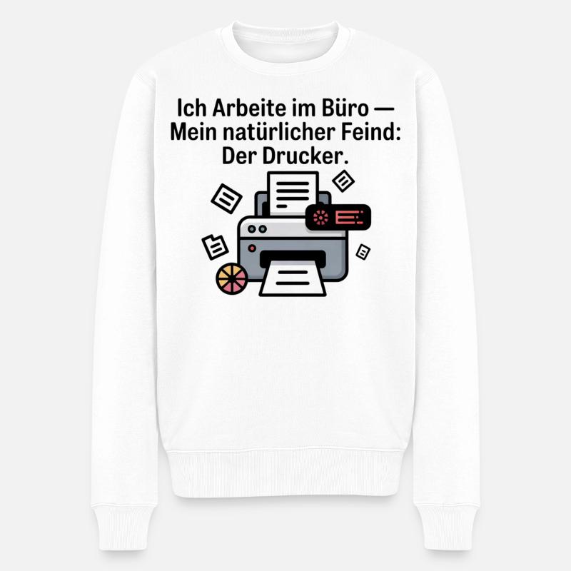 Drucker Illustration mit Druckprozess - Männer Premium Bio Pullover - Weiß