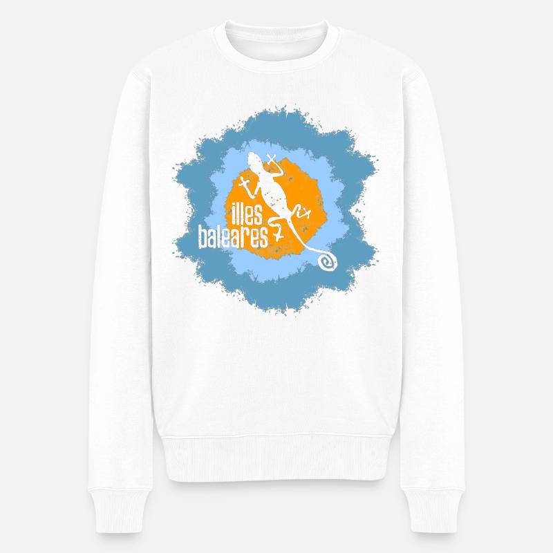 Lizard mit Inselmotiv und Textdesign - Männer Premium Bio Pullover - Weiß