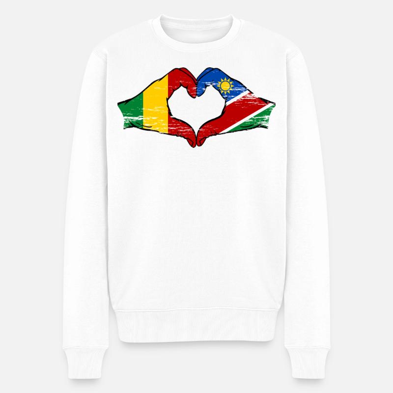 Mali Nairobi drapeau mains cœur utilisé - Pull Premium bio Homme - blanc