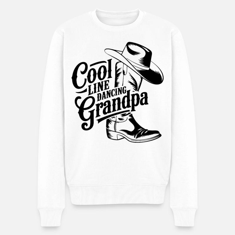 Cooler Linedance Country Dance Opa - Männer Premium Bio Pullover - Weiß