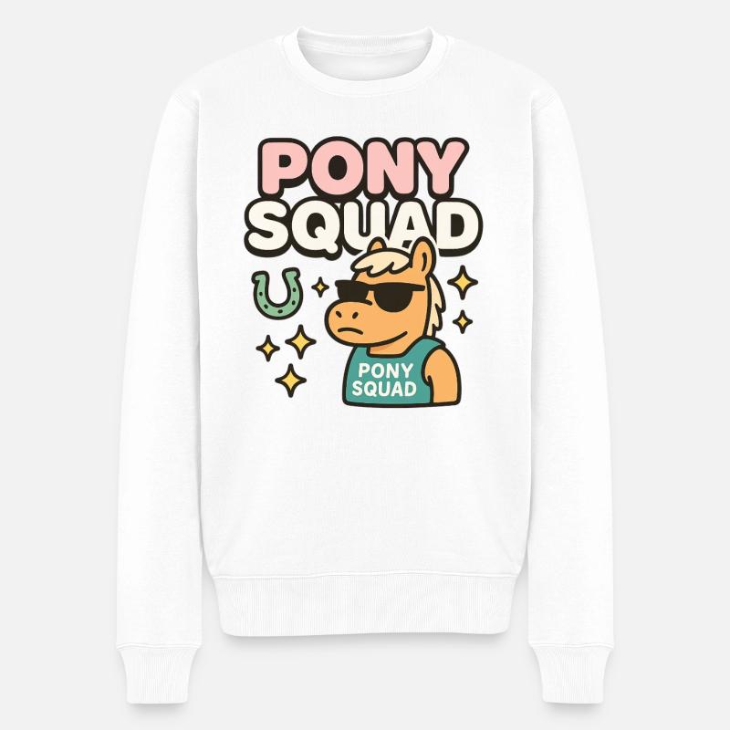 Pony Squad Cartoon Design mit Coolness - Männer Premium Bio Pullover - Weiß