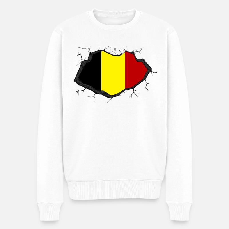 Belgien Flagge - Männer Premium Bio Pullover - Weiß