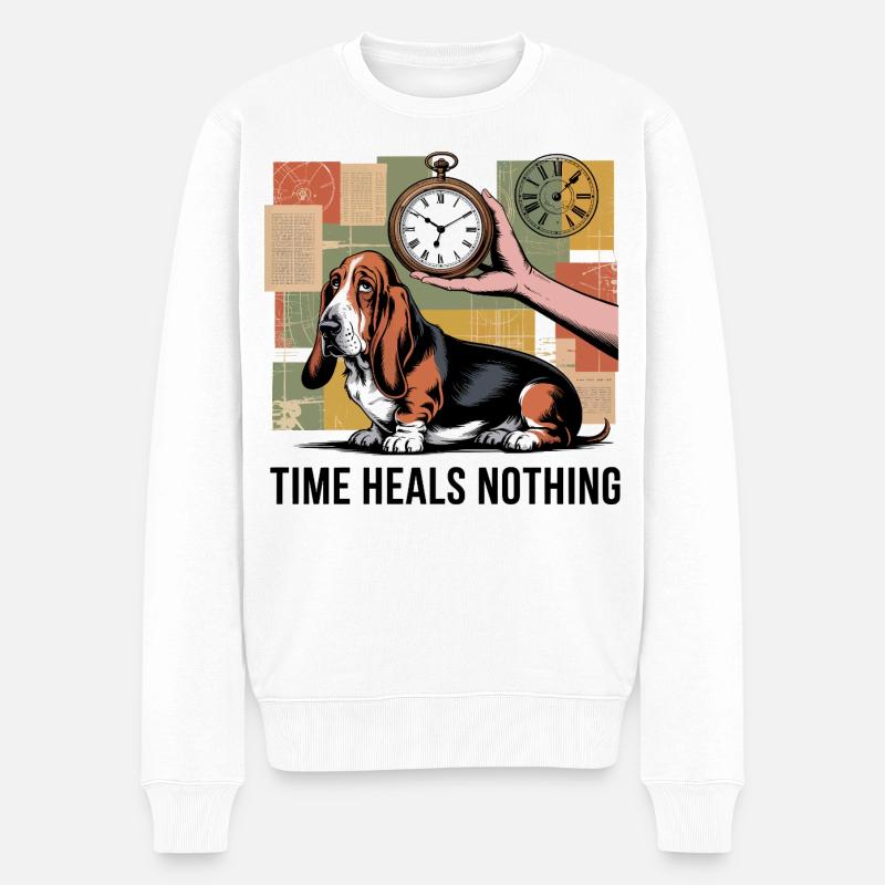 Zeitloser Basset - Männer Premium Bio Pullover - Weiß