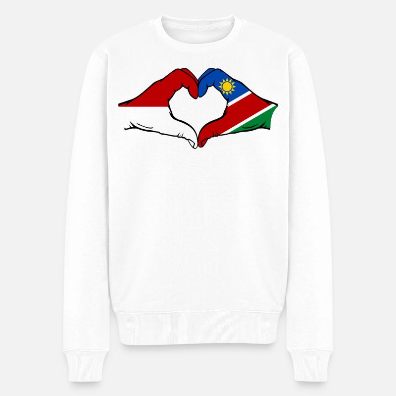 Monaco_Nairobi_Flagge_Haende_Herzform - Männer Premium Bio Pullover - Weiß