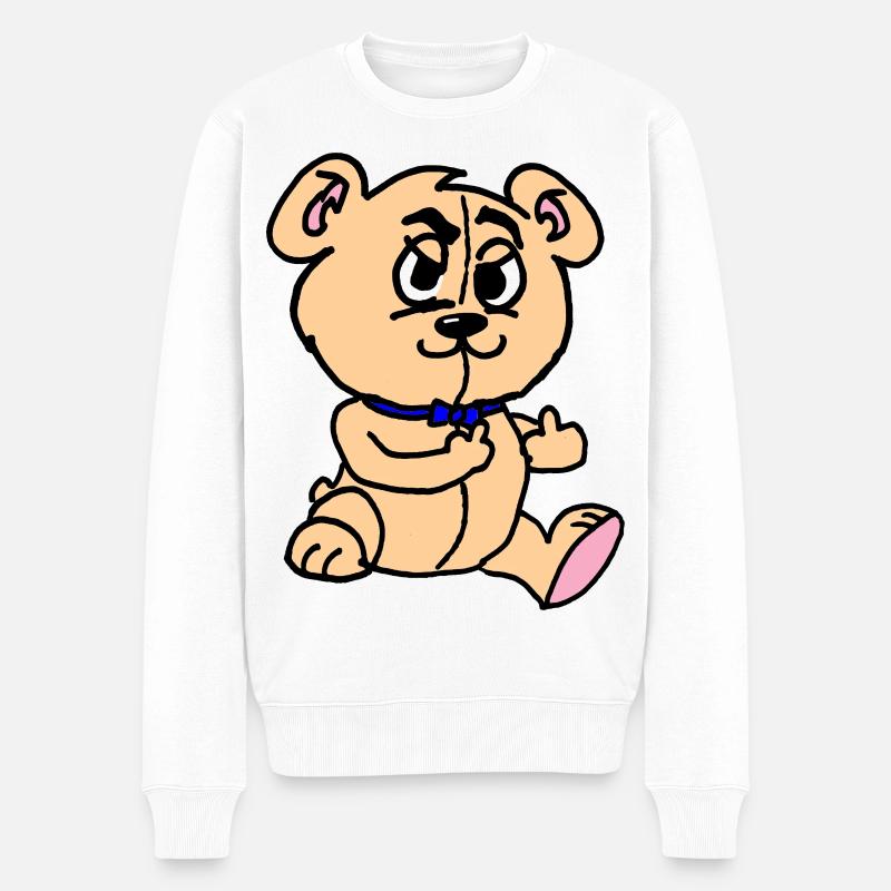 Chiot mignon avec collier bleu - Pull Premium bio Homme - blanc