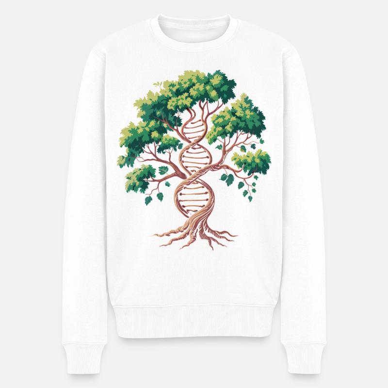 Lebensbaum DNA Verschmelzung - Männer Premium Bio Pullover - Weiß