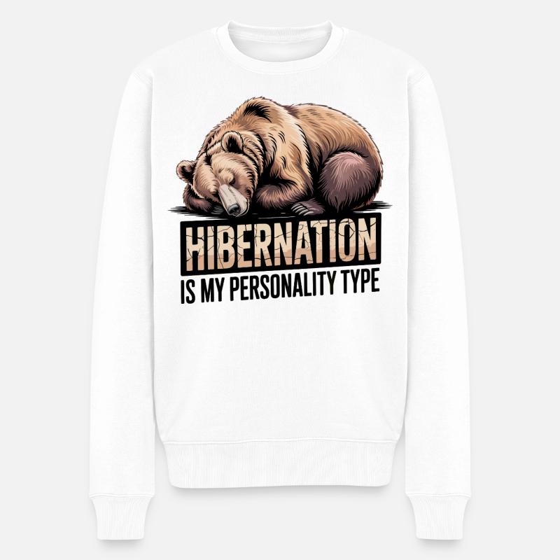 Winterschlaf Bär - Männer Premium Bio Pullover - Weiß