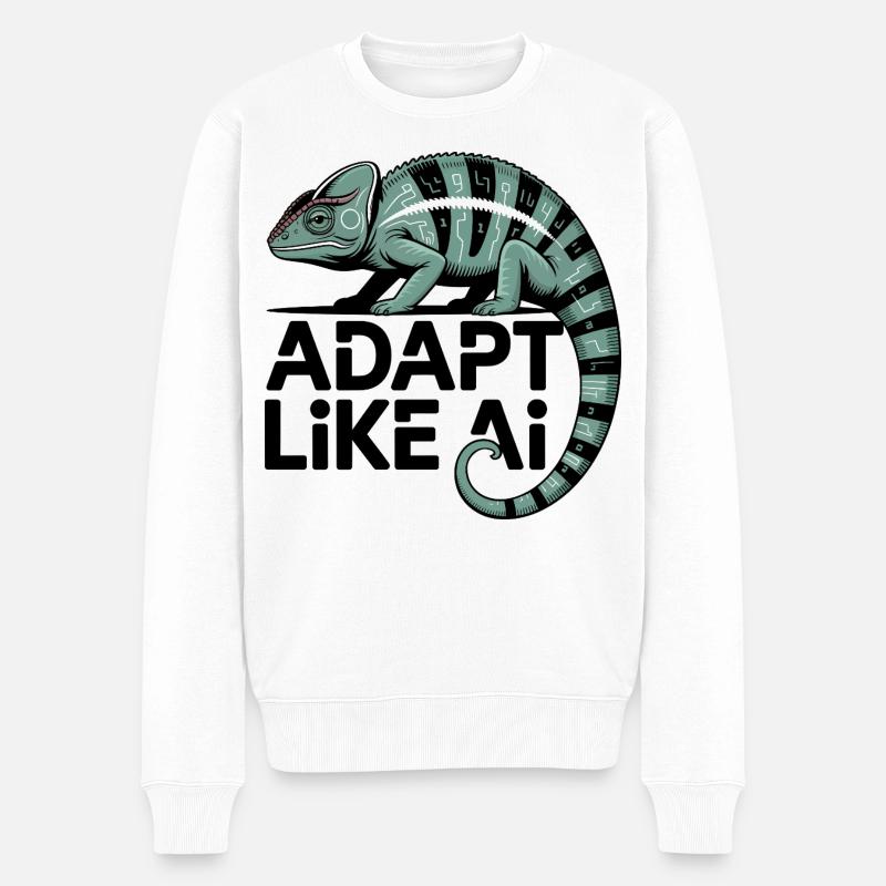 Cyber-Chamäleon - Männer Premium Bio Pullover - Weiß