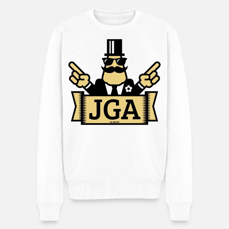 JGA Handzeichen (Junggesellenabschied / 2C) - Männer Premium Bio Pullover - Weiß
