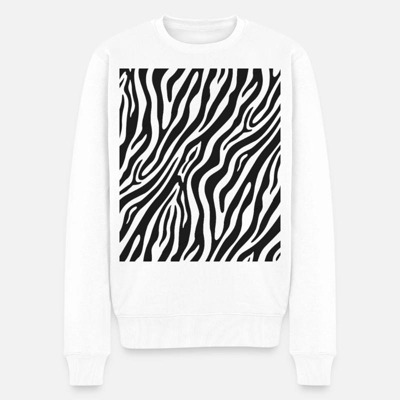 Zebra Muster - Männer Premium Bio Pullover - Weiß