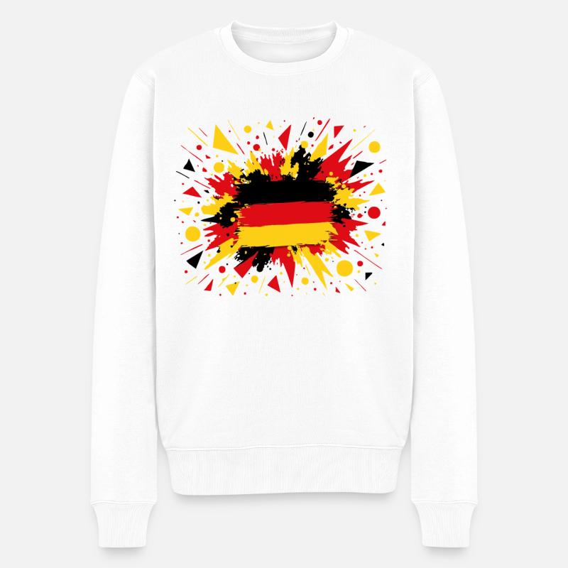 Deutsche Flagge im Pinselstil - Männer Premium Bio Pullover - Weiß