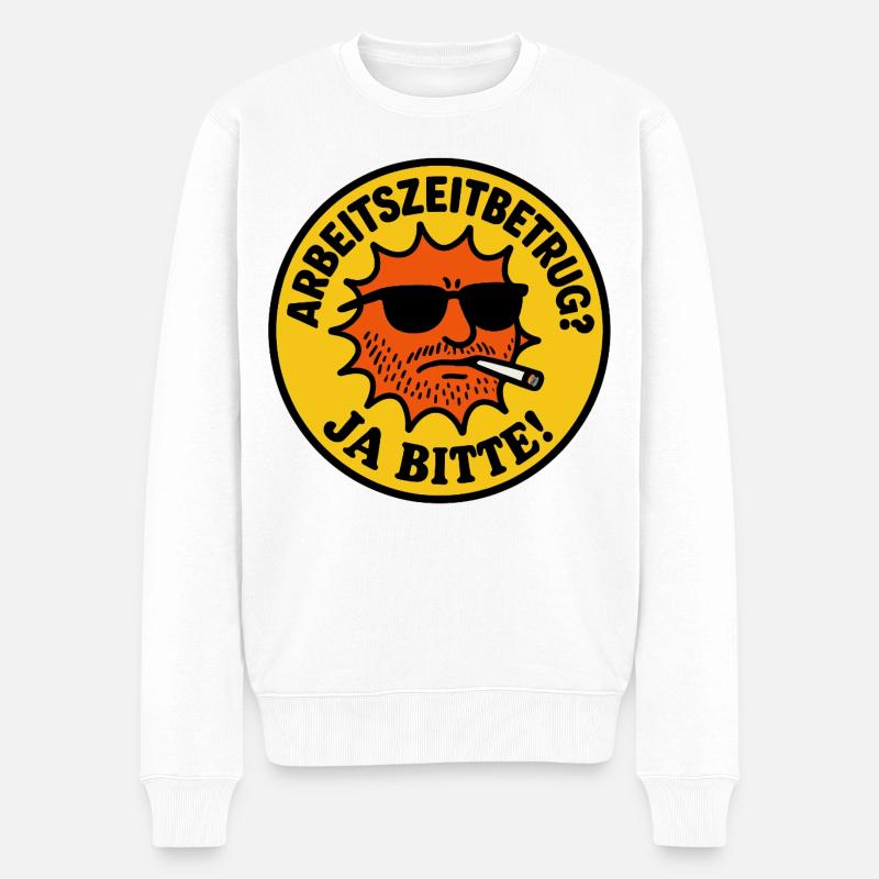 Arbeitszeitbetrug? Ja bitte!  - Männer Premium Bio Pullover - Weiß