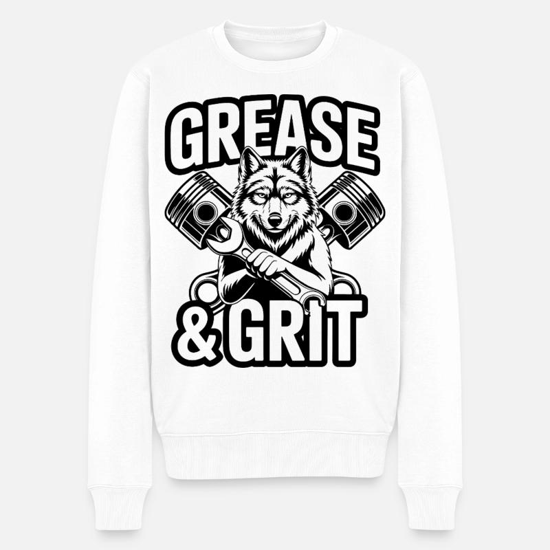 Wolf Mechaniker - Männer Premium Bio Pullover - Weiß