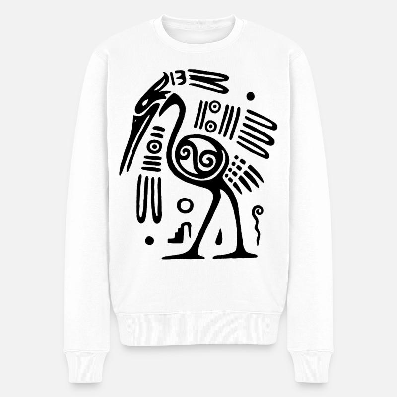 Oiseau totem noir - Pull Premium bio Homme - blanc