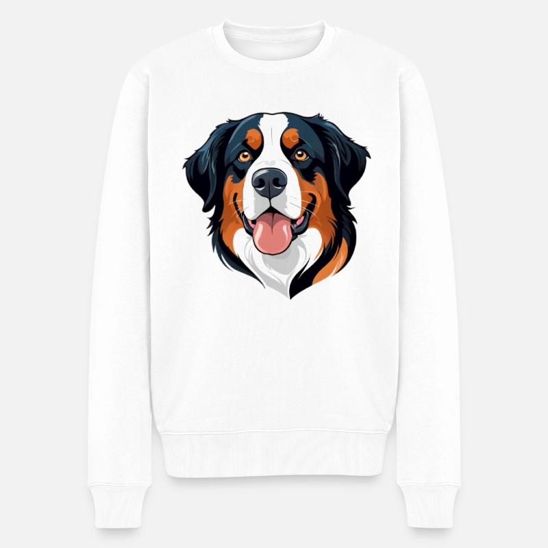 Hundemotiv mit lebendigem Ausdruck - Männer Premium Bio Pullover - Weiß