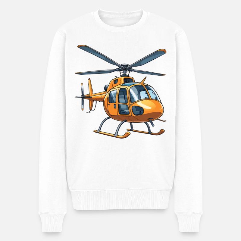 Conception graphique de bande dessinée d'hélicoptère - Pull Premium bio Homme - blanc