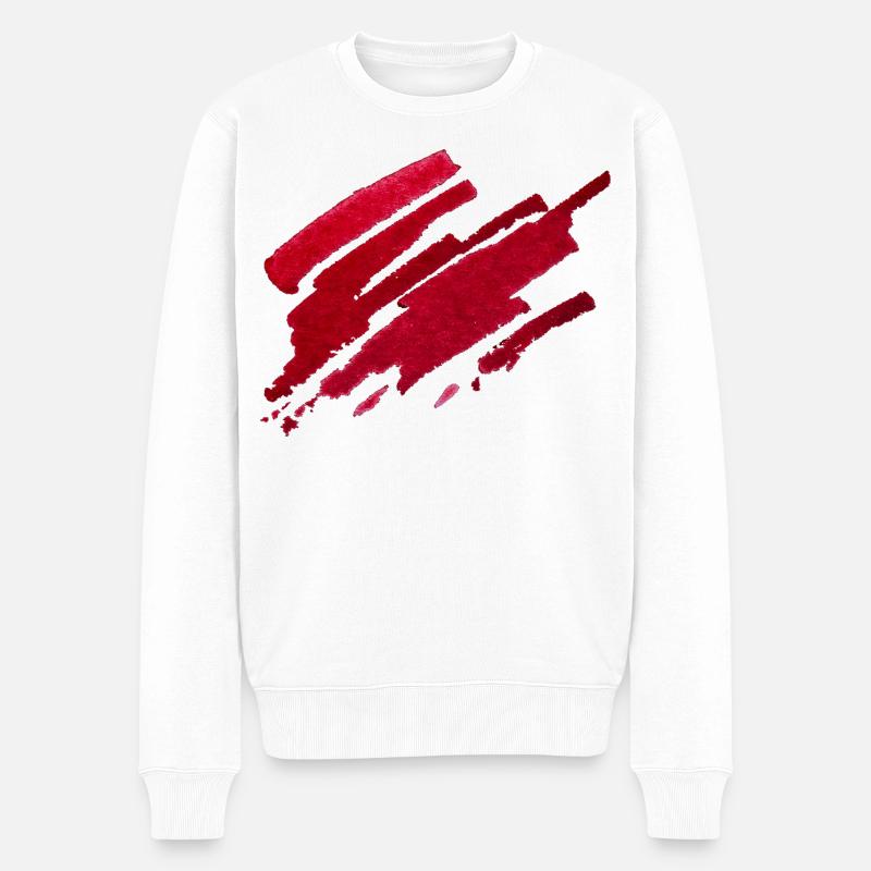 Farbe - Rot - Abstrakt - Männer Premium Bio Pullover - Weiß