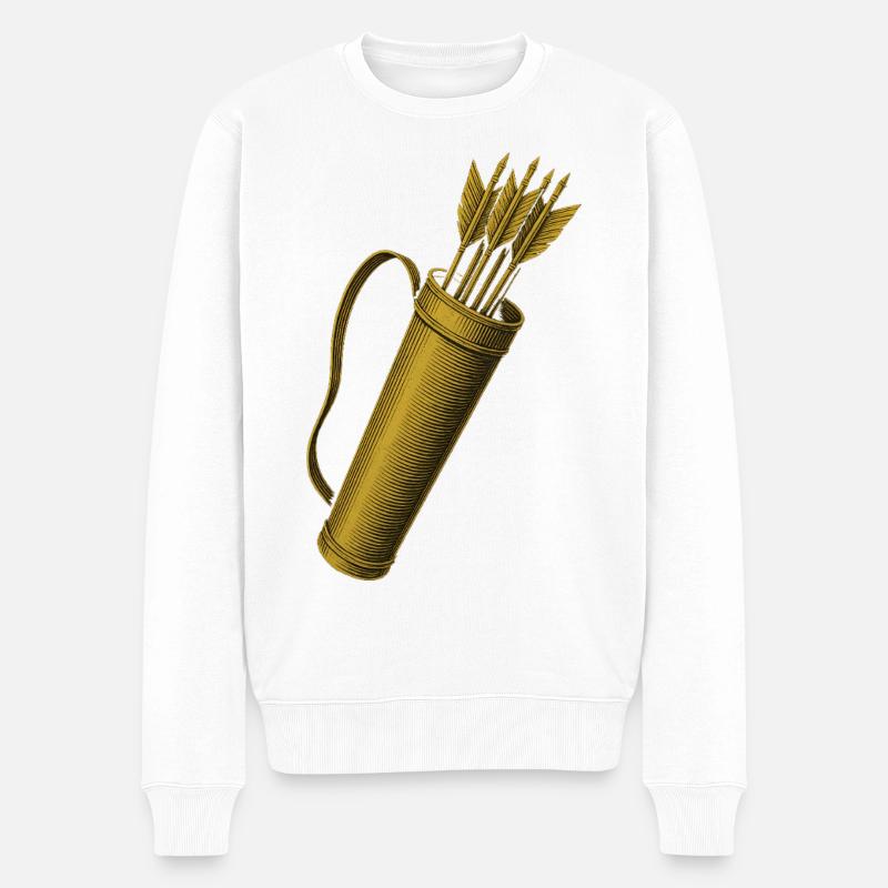 Bogenschießen Bogen Pfeil Köcher Bogenschütze - Männer Premium Bio Pullover - Weiß