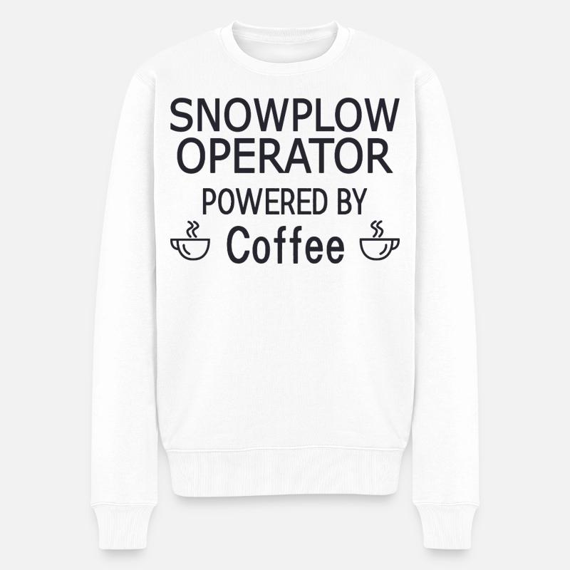 Snowplow Operator Powered Coffee Schneepflugfahrer - Männer Premium Bio Pullover - Weiß