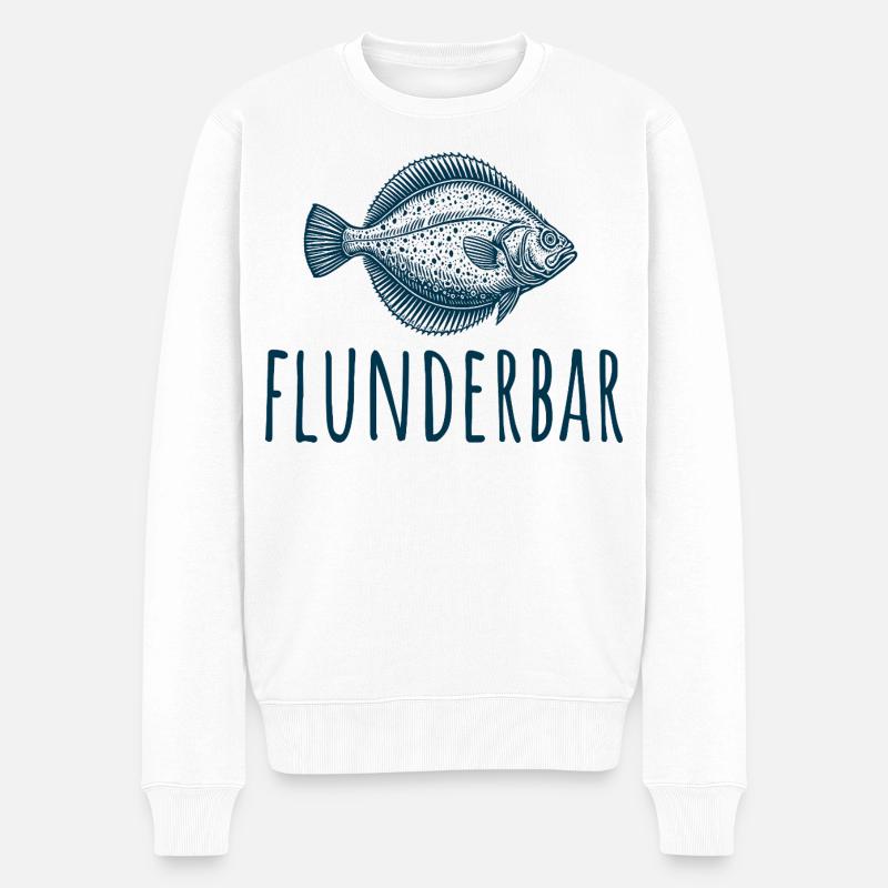 Zielfisch Flunder - Flunderbar - Angler Geschenk - Männer Premium Bio Pullover - Weiß