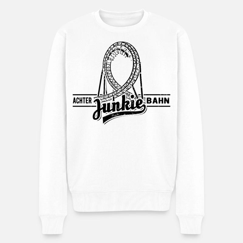 Achterbahn Junkie - Looping - Männer Premium Bio Pullover - Weiß