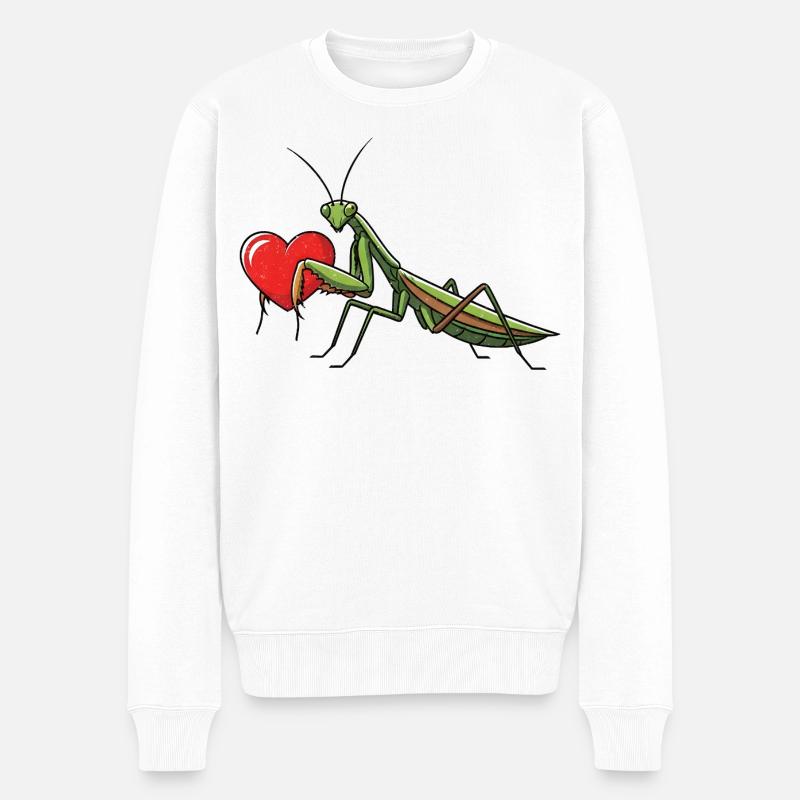 Gottesanbetering Praying Mantis Herz - Männer Premium Bio Pullover - Weiß