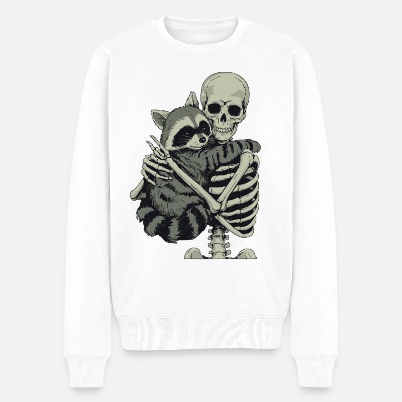 Waschbär Skelett Halloween - Männer Premium Bio Pullover - Weiß