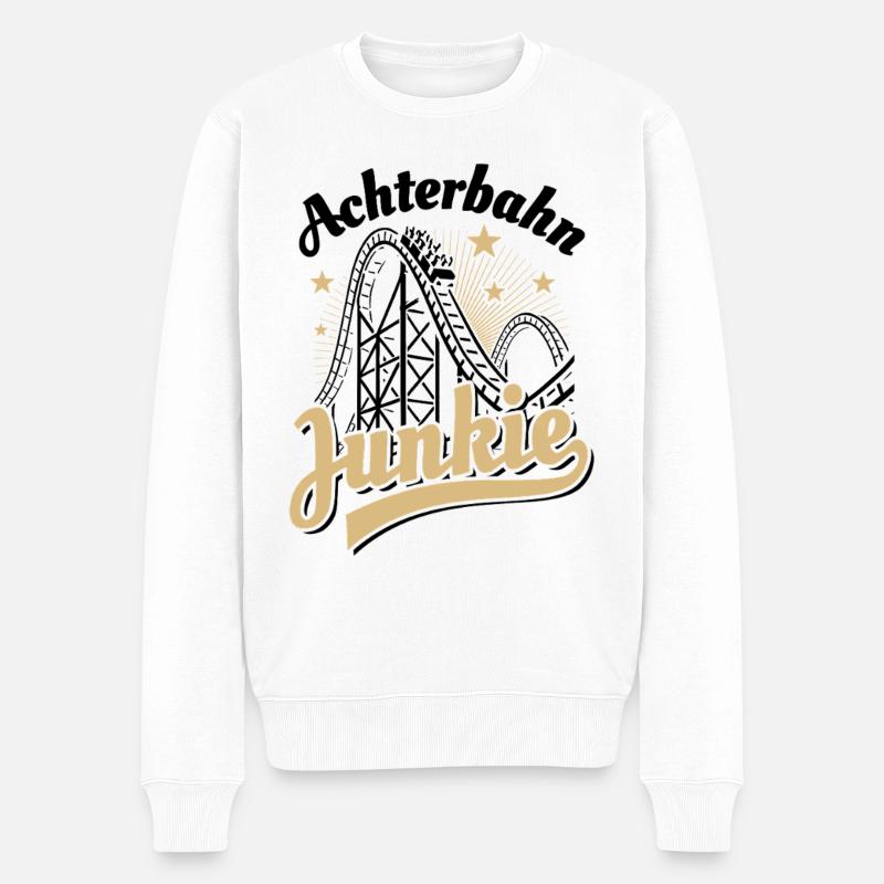 Roller Coaster Junkie - Parc d'attractions - Looping - Pull Premium bio Homme - blanc