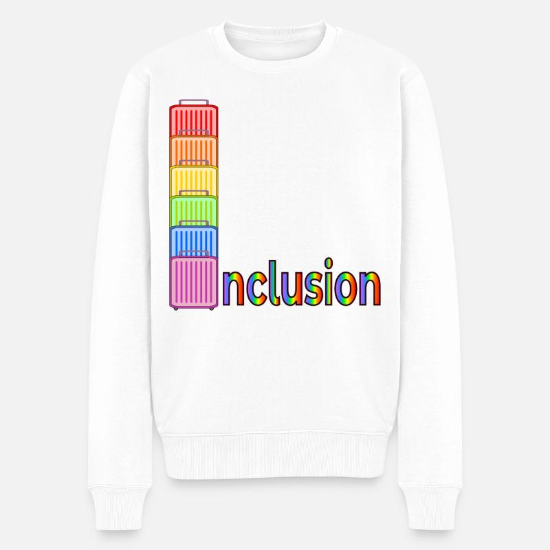 INKLUSION PRIDE REGENBOGENKOFFER - Männer Premium Bio Pullover - Weiß
