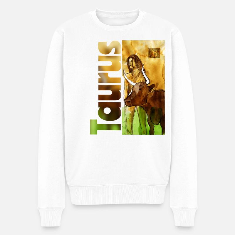 Sternzeichen Stier  - Männer Premium Bio Pullover - Weiß