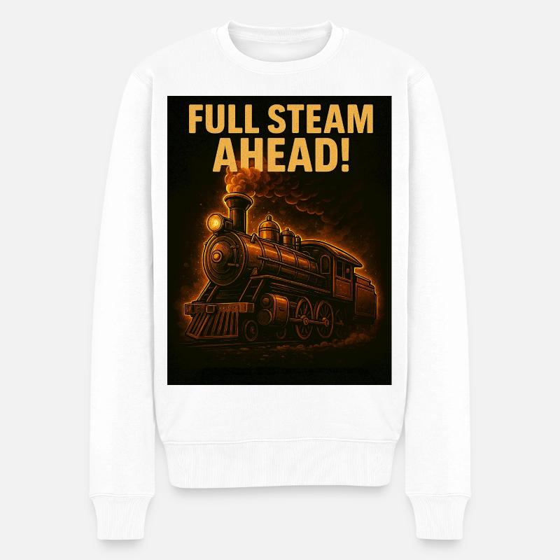 Dampflokomotive  - Männer Premium Bio Pullover - Weiß