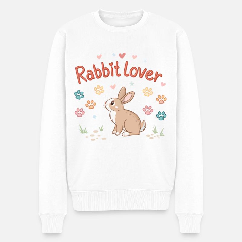 Design Coeur de Lapin Élégant - Pull Premium bio Homme - blanc