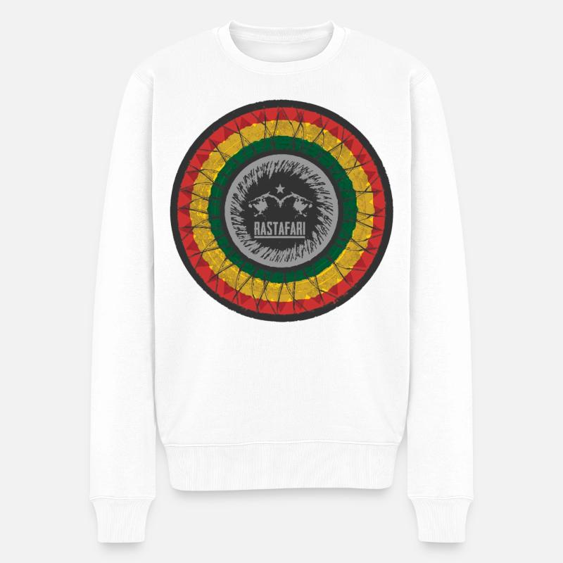 Rastafari Tierkreis Juwelendesign - Männer Premium Bio Pullover - Weiß