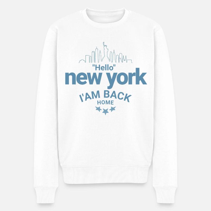 New York Back Home Design - Männer Premium Bio Pullover - Weiß