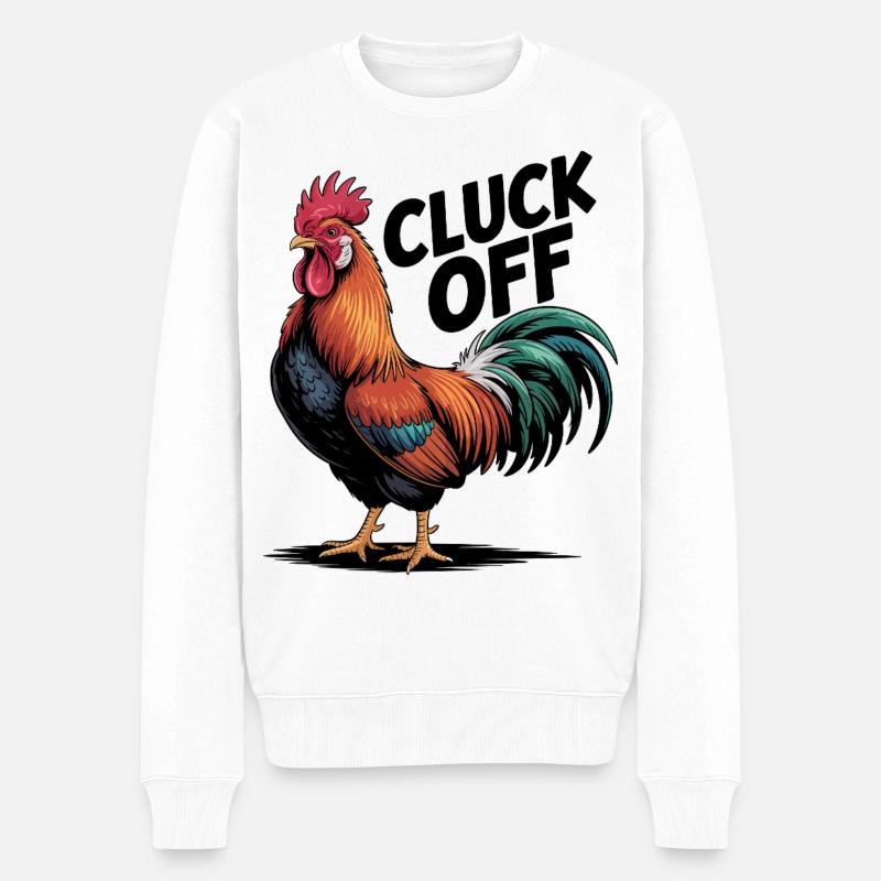Lebendige Hahn-Illustration für Bekleidung - Männer Premium Bio Pullover - Weiß
