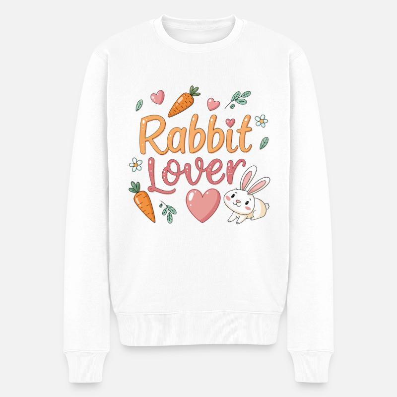 Hase und Karotte Liebesgeschenk - Männer Premium Bio Pullover - Weiß