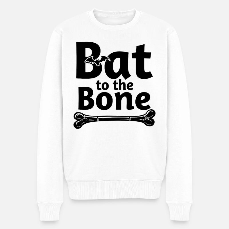 Bat to the Bone - Halloween Fledermaus - Männer Premium Bio Pullover - Weiß