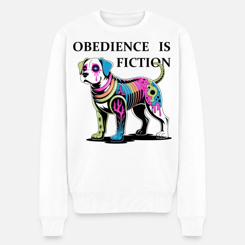 Neon Cyber Hund Illustration - Männer Premium Bio Pullover - Weiß
