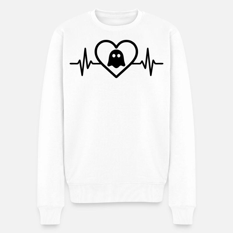 Herz Halloween Geist - Männer Premium Bio Pullover - Weiß