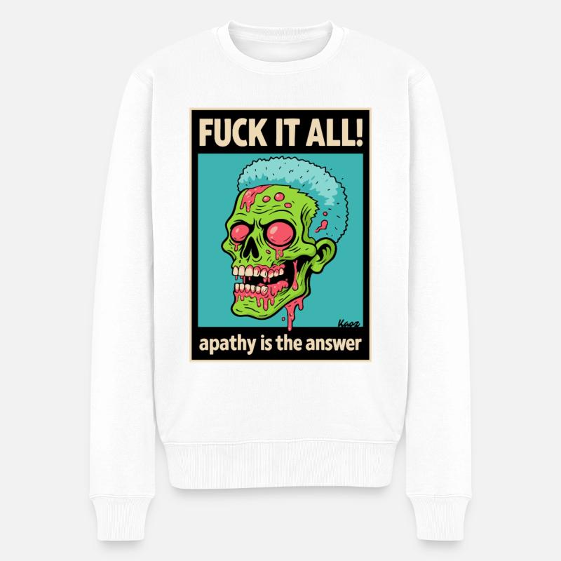Crâne de zombie avec déclaration audacieuse - Pull Premium bio Homme - blanc
