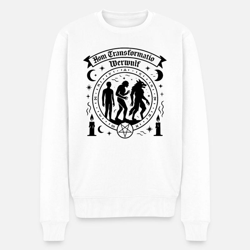 Mensch Werwolf Transformation - Männer Premium Bio Pullover - Weiß