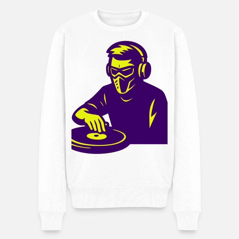 Futuristischer DJ - Männer Premium Bio Pullover - Weiß