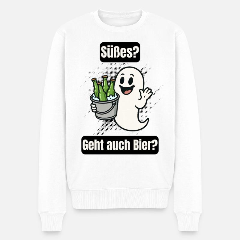 Süßer Geist mit Bier - Männer Premium Bio Pullover - Weiß