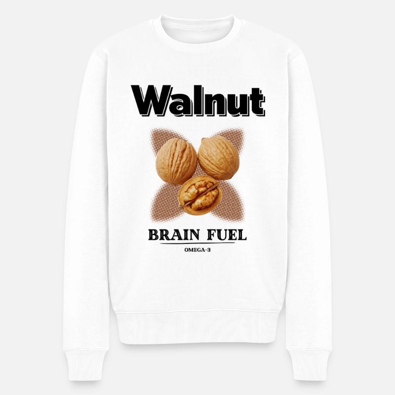 Power Frucht - Walnuss - Männer Premium Bio Pullover - Weiß