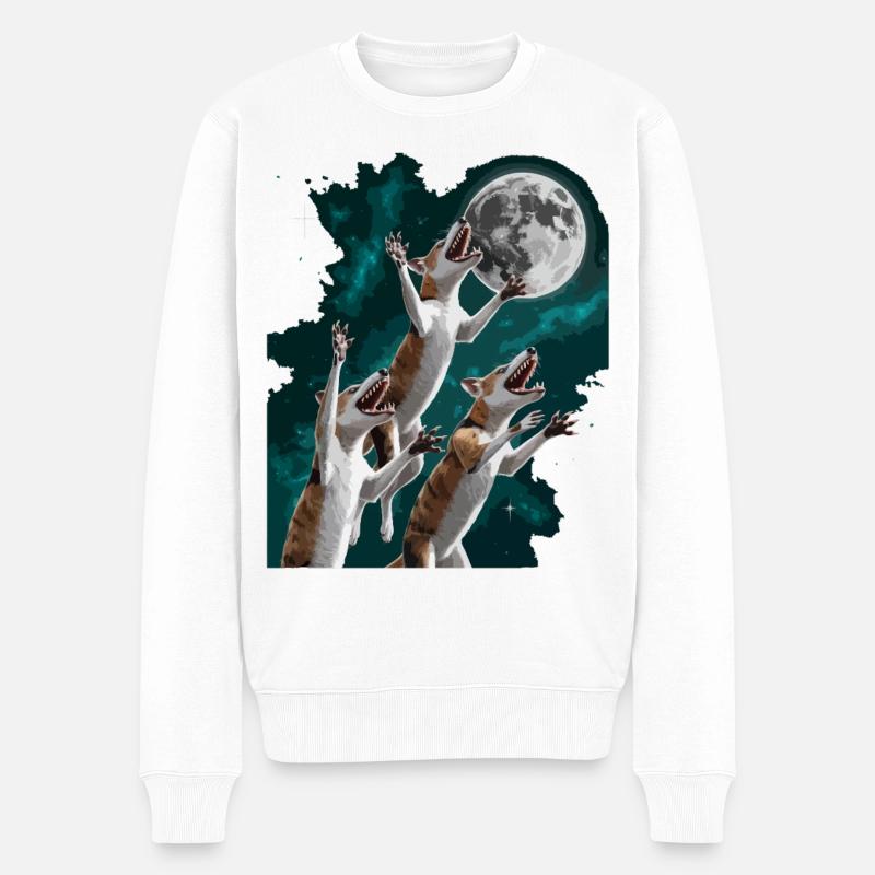 Mondnacht mit wilder Thylacines Tasmanischer Tiger - Männer Premium Bio Pullover - Weiß