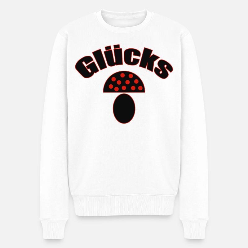 Gluckspilz - Modernes Talisman & Glücks - Männer Premium Bio Pullover - Weiß